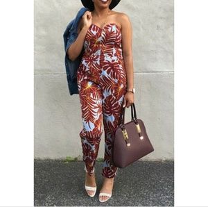 H&M leaf print jumpsuit